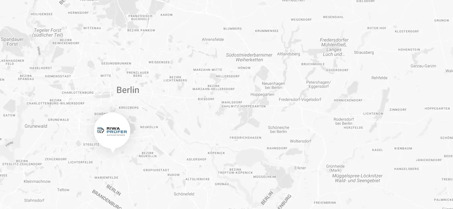 Karte von Berlin mit RIWA PRÜFER Standort